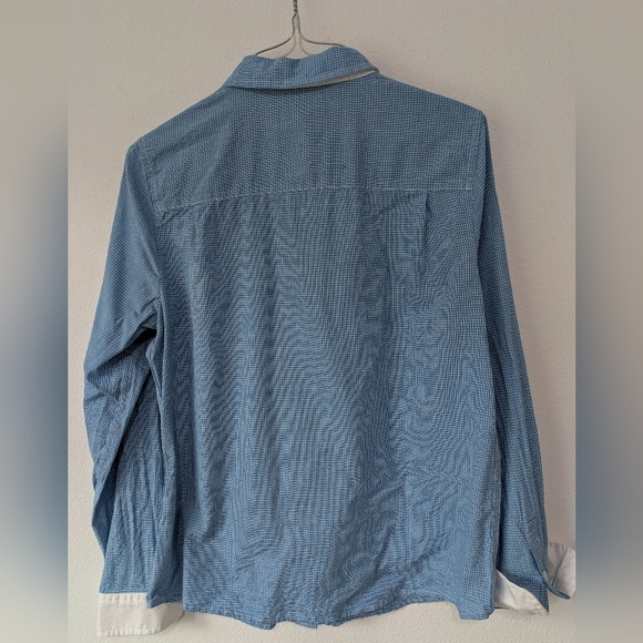 U.S. Polo Assn. Light Blue Checked Women's Button Down Shirt Sz M Cotton Collar - Picture 7 of 9